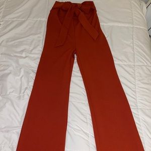 Cute Wide Leg Stretchy Pants Burnt Orange